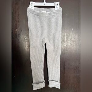 Hanna Andersson Gray Ribbed Knit Kids Leggings 3T